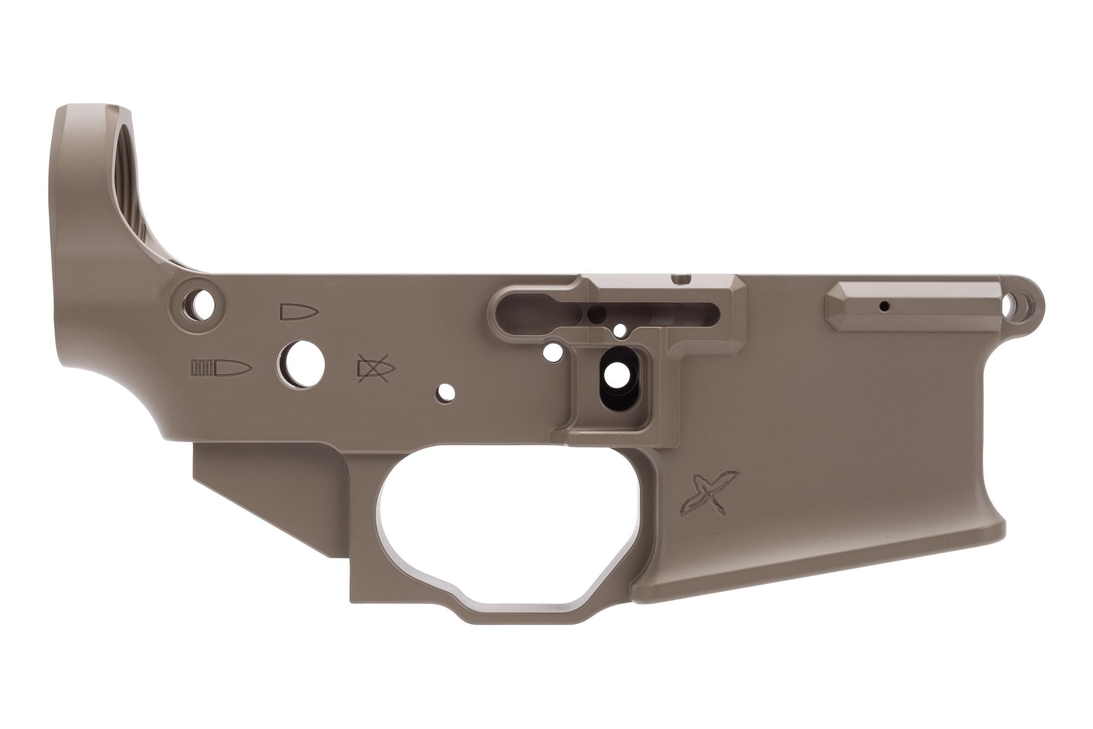 Sons of Liberty Gun Works / Forward Controls Design Billet Ambi AR-15 Lower Receiver - FDE Cerakote